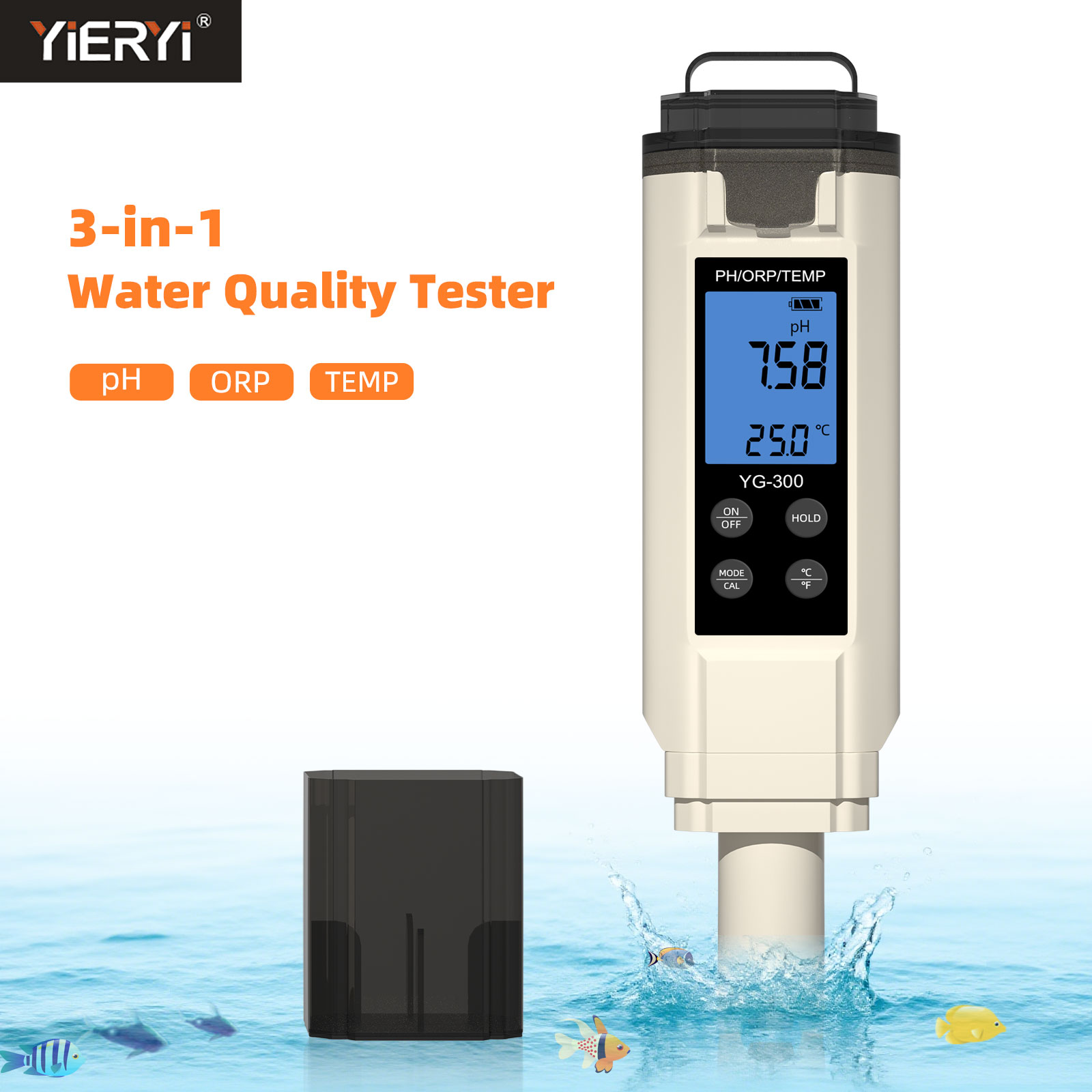 Ph Meter Digital Water Tester - Yieryi Digitale 3-in-1 PH/ORP/Temp Meter ±1200mV