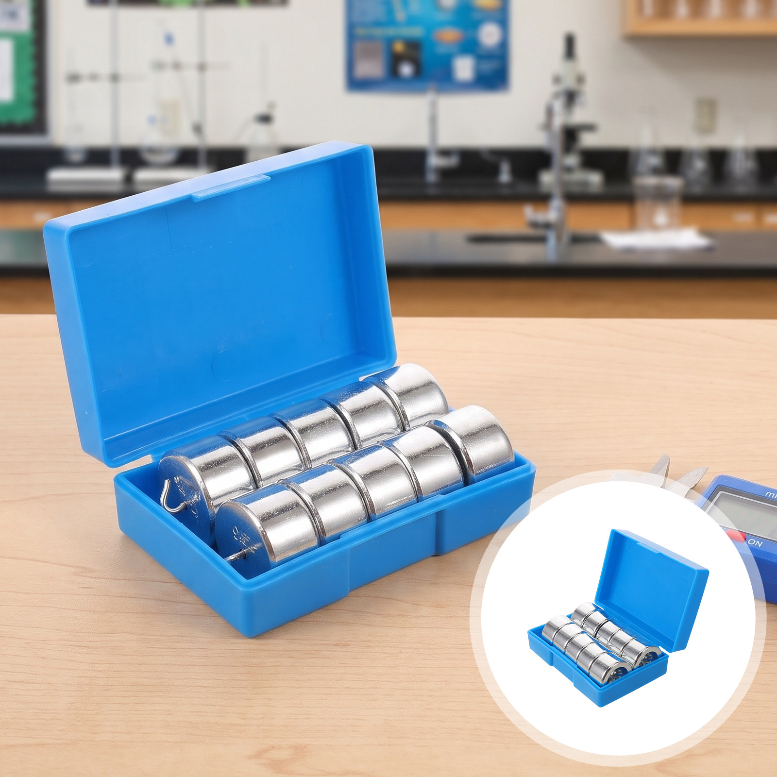 Lab Equipment - 10 stuks haakgewichten, metalen kalibratieset met