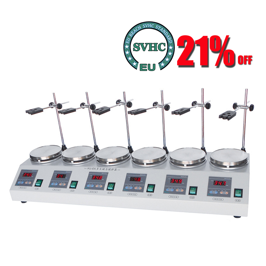 Lab Magnetic Stirrer Hot Plate - 6-kops magnetische verwarmingsroerder Multi-unit laboratoriumverwarmingsmixer met