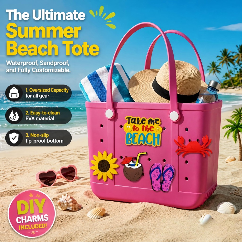 Packaging - Oversized rubberen strandtas voor dames, zandbestendige