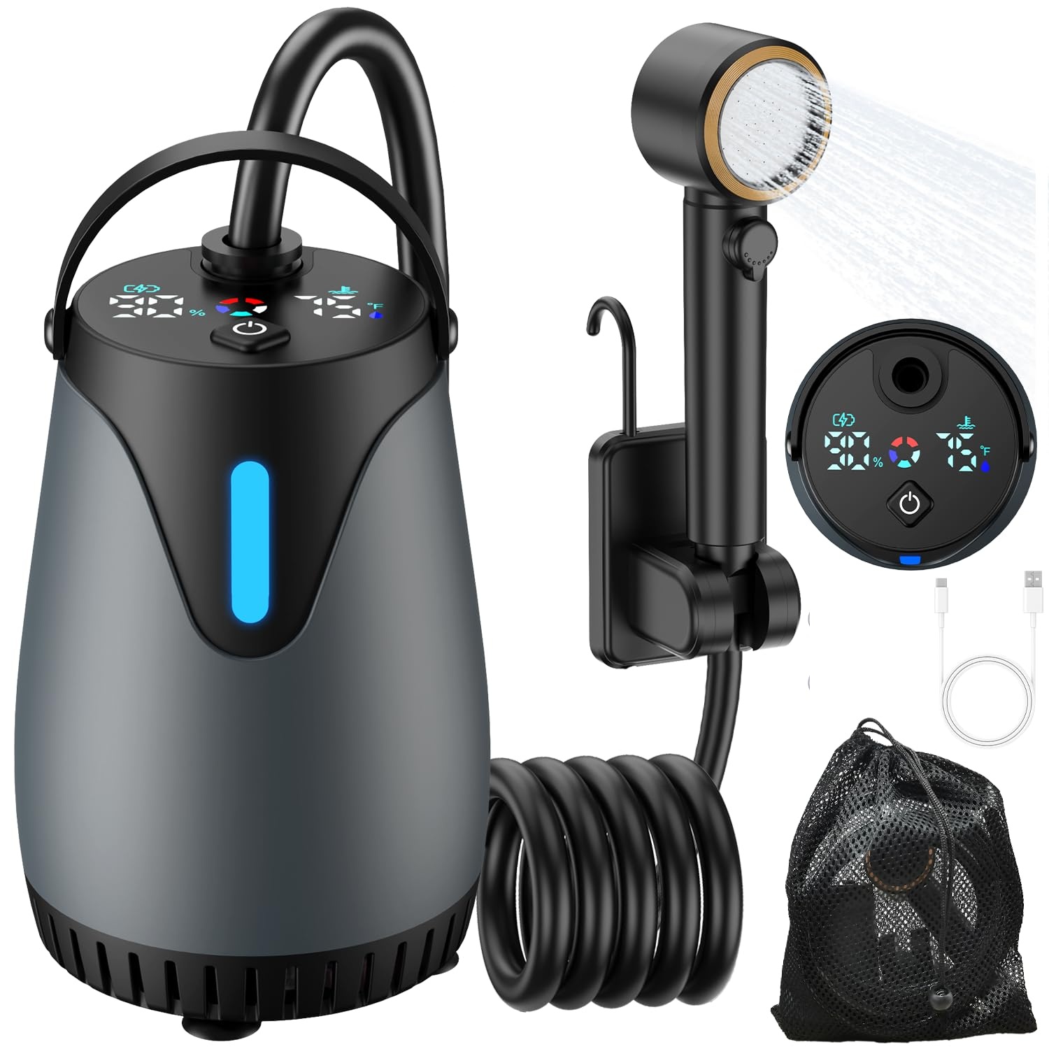 Vacuum Chamber Kit With Pump - Draagbare douche voor kamperen 8000mAh oplaadbare