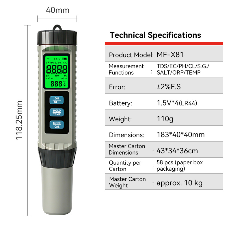 MF-X81 Draagbare Multi Waterkw - Ph Meter Digital Water Tester recensie en prijs